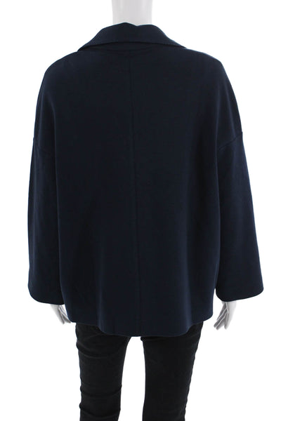 Circolo  Womens Cotton Notch Collar Button Up Blazer Jacket Navy Size 48