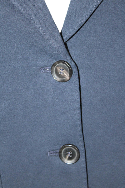 Circolo  Womens Cotton Notch Collar Button Up Blazer Jacket Navy Size 48
