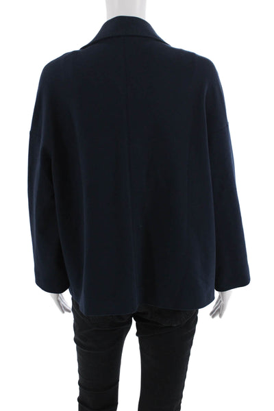 Circolo  Womens Cotton Notch Collar Button Up Blazer Jacket Navy Size 46