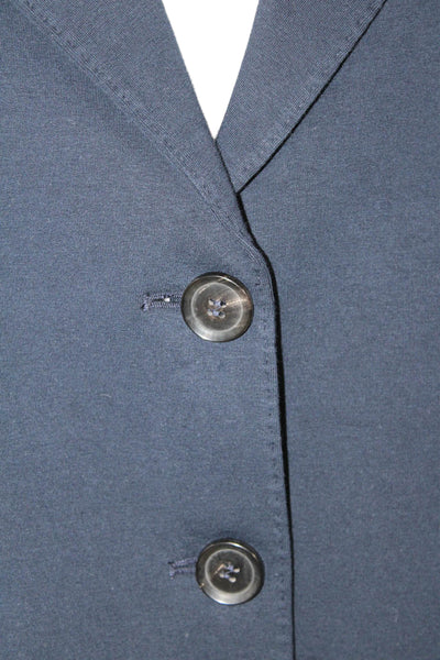 Circolo  Womens Cotton Notch Collar Button Up Blazer Jacket Navy Size 46