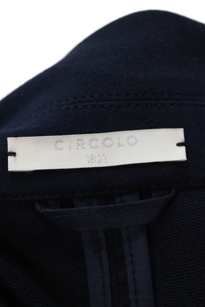 Circolo  Womens Cotton Notch Collar Button Up Blazer Jacket Navy Size 46