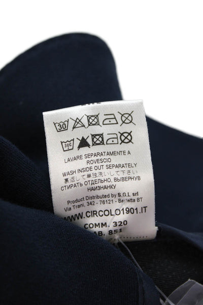 Circolo  Womens Cotton Notch Collar Button Up Blazer Jacket Navy Size 46