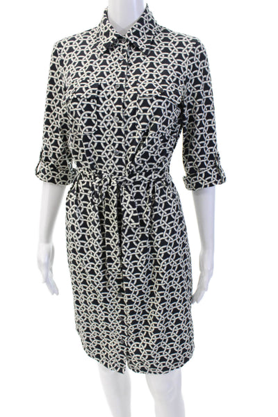 J. Mclaughlin Womens Geometric Shirt Dress Black Size XS