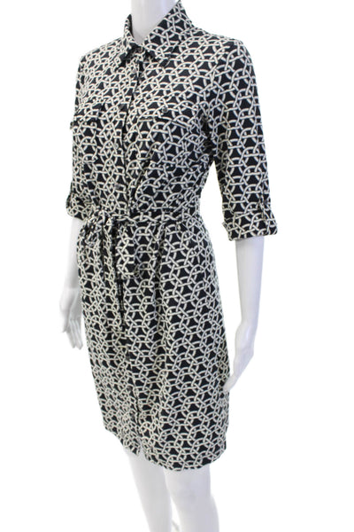 J. Mclaughlin Womens Geometric Shirt Dress Black Size XS