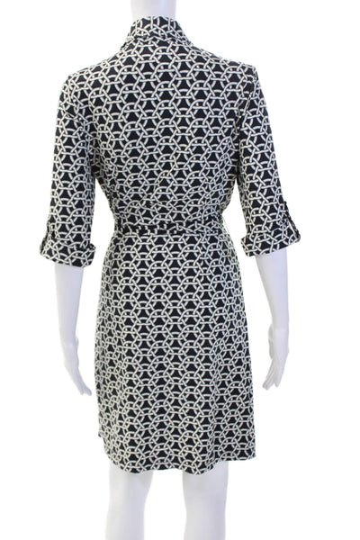 J. Mclaughlin Womens Geometric Shirt Dress Black Size XS