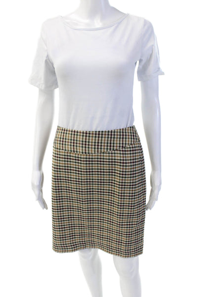 Tahari Womens Check Mini Skirt Beige Size 4