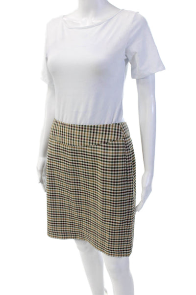 Tahari Womens Check Mini Skirt Beige Size 4