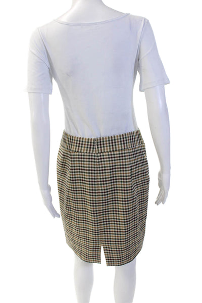 Tahari Womens Check Mini Skirt Beige Size 4