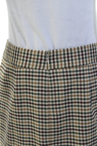 Tahari Womens Check Mini Skirt Beige Size 4