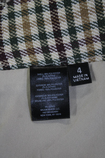 Tahari Womens Check Mini Skirt Beige Size 4