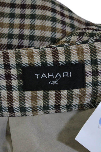 Tahari Womens Check Mini Skirt Beige Size 4