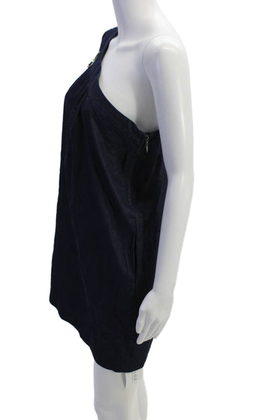 7 For All Mankind Womens Denim One Shoulder Long Sleeves Dress Blue Size Medium