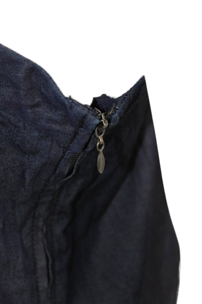 7 For All Mankind Womens Denim One Shoulder Long Sleeves Dress Blue Size Medium