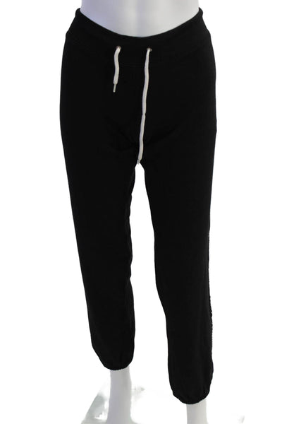 Monrow Womens Chain Link Sides Sweatpants Black Cotton Size Small