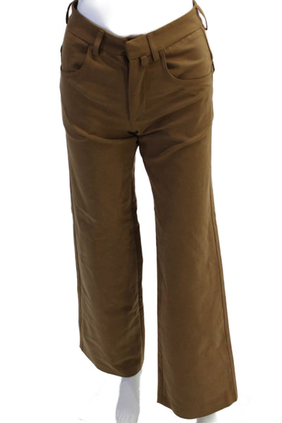 Christopher Esber Womens High Rise Wide Leg Pants Brown Cotton Size 4