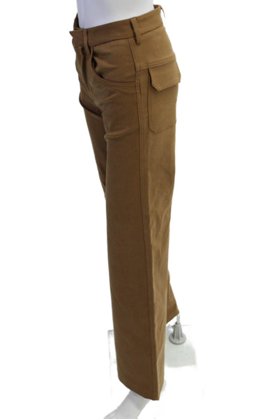 Christopher Esber Womens High Rise Wide Leg Pants Brown Cotton Size 4