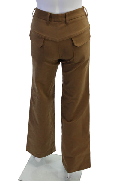Christopher Esber Womens High Rise Wide Leg Pants Brown Cotton Size 4