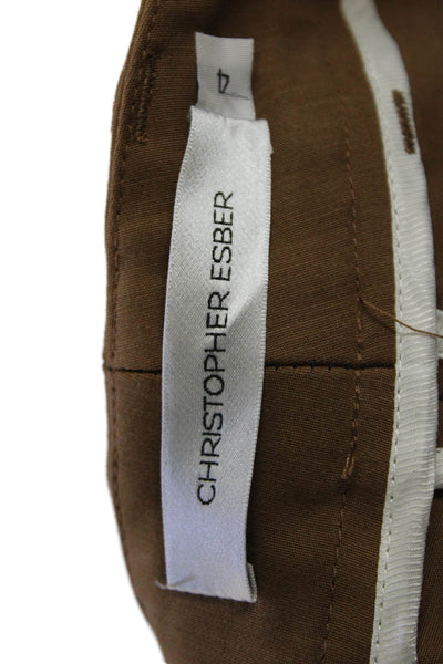 Christopher Esber Womens High Rise Wide Leg Pants Brown Cotton Size 4