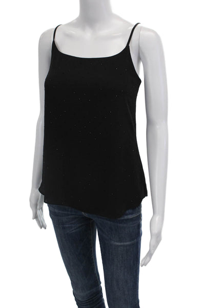 Bailey 44 Womens Silk Textured Spaghetti Strap Beaded Tank Top Black Size S