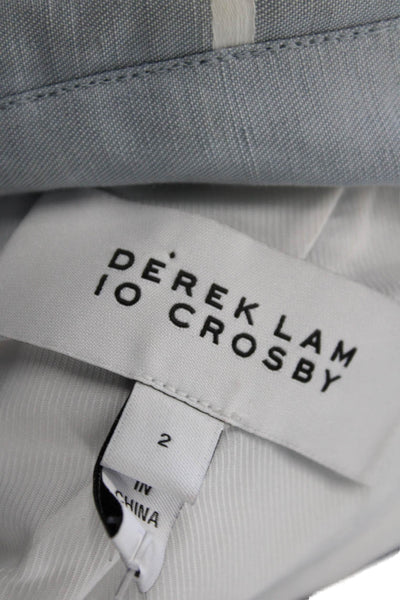 Derek Lam 10 Crosby Womens Single Button Striped Blazer Jacket Blue Linen Size 2