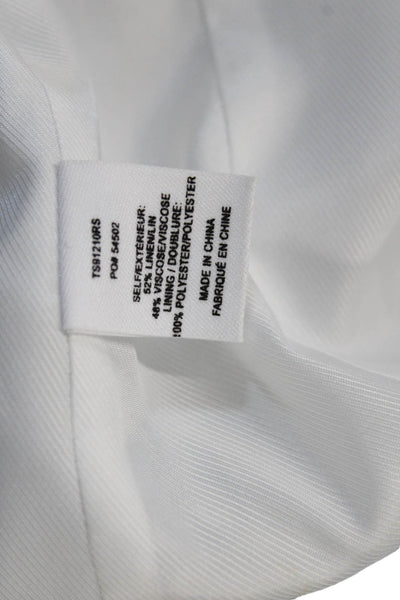 Derek Lam 10 Crosby Womens Single Button Striped Blazer Jacket Blue Linen Size 2