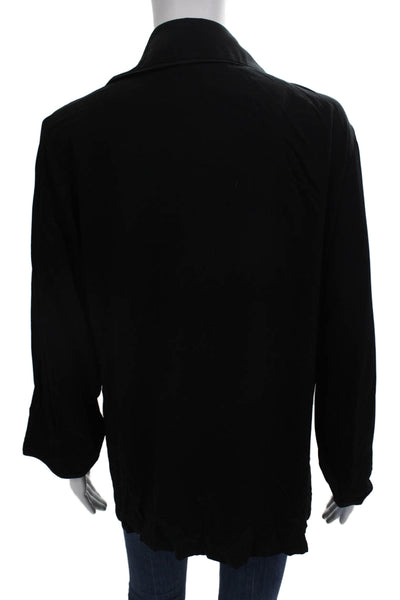 Sleeper Womens Button Front Long Sleeve Collared V Neck Shirt Black Size Small
