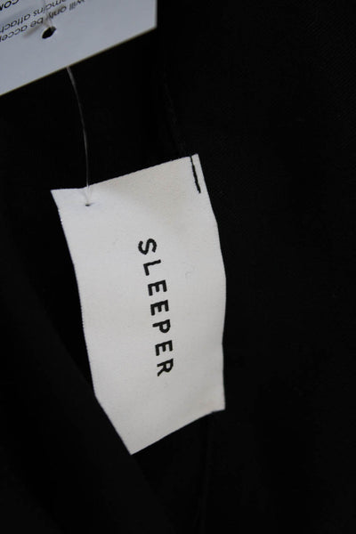Sleeper Womens Button Front Long Sleeve Collared V Neck Shirt Black Size Small