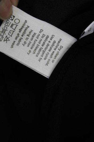 Sleeper Womens Button Front Long Sleeve Collared V Neck Shirt Black Size Small