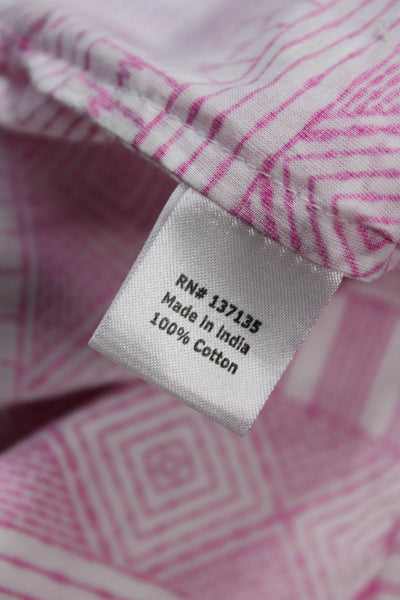 Bella Tu Womens Cotton Geometric Print Embellished Tunic Blouse Pink Size S