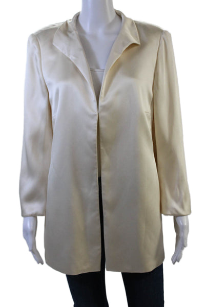 Akris Womens Silk Open Front Unlined Long Sleeve Blazer Cream Size 12