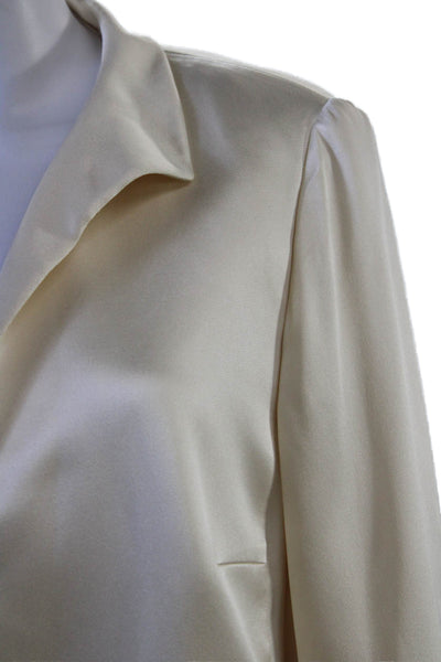 Akris Womens Silk Open Front Unlined Long Sleeve Blazer Cream Size 12