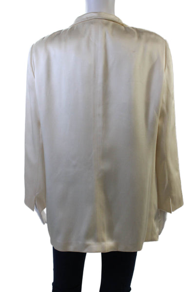 Akris Womens Silk Open Front Unlined Long Sleeve Blazer Cream Size 12