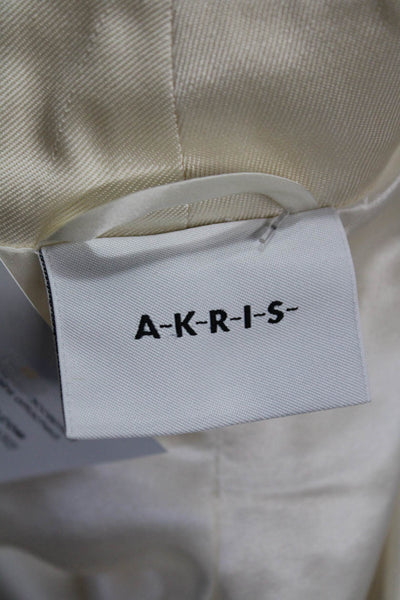Akris Womens Silk Open Front Unlined Long Sleeve Blazer Cream Size 12