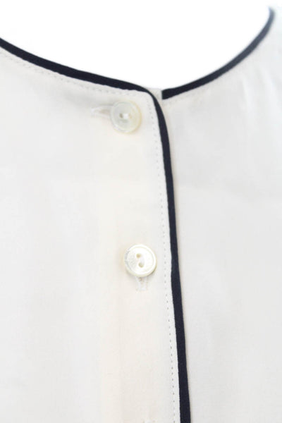 Vince Womens Henley Neck Sleeveless Blouse Cream Size Medium