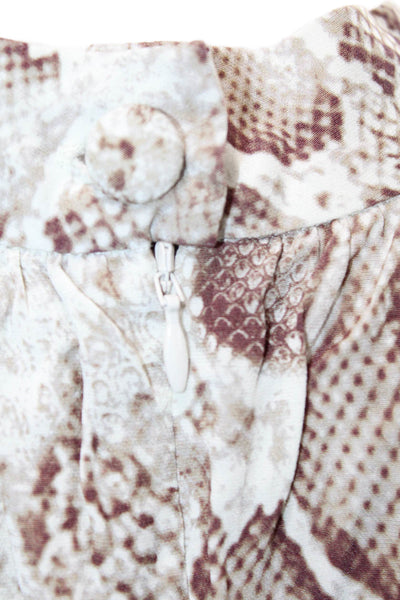Habitual Womens Snakeskin Print High Neck Long Sleeve Blouse Brown Size M