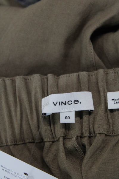 Vince Womens Linen High Waisted Cuff Ankle Cargo Jogger Pants Brown Size 00