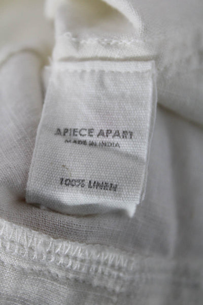 Apiece Apart Womens Linen Crew Neck 3/4 Sleeve Blouse Top Beige Size M