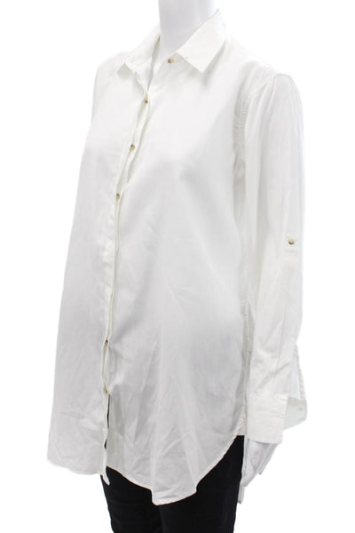 MiH Jeans Womens Cotton Collar Long Sleeve Button Down Shirt White Size S