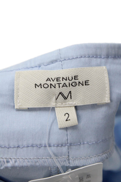 Avenue Montaigne Womens Cotton Blend Mid-Rise Straight Leg Pants Blue Size 2