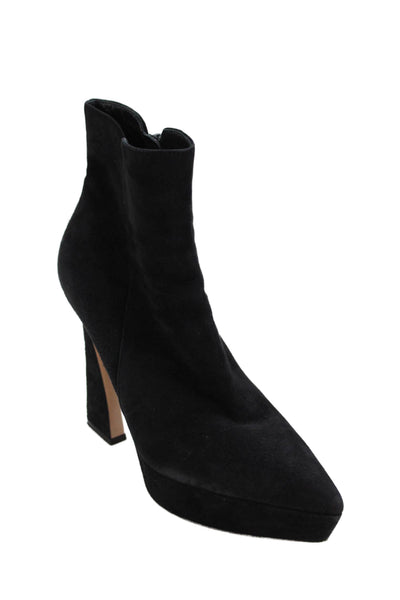 Gianvito Rossi Womens Side Zip Block Heel Platform Booties Black Suede Size 39