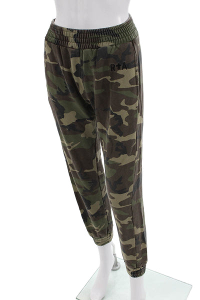 R+A Womens Elastic Waistband Camouflage Jogger Pants Brown Size XS