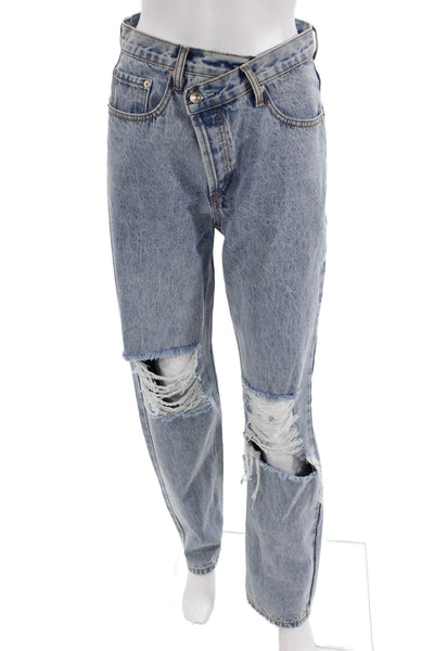 Princess Polly Unisex Light Blue High Rise Straight Jeans 100% Cotton Size 2