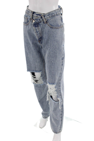 Princess Polly Unisex Light Blue High Rise Straight Jeans 100% Cotton Size 2
