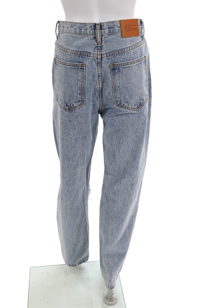 Princess Polly Unisex Light Blue High Rise Straight Jeans 100% Cotton Size 2