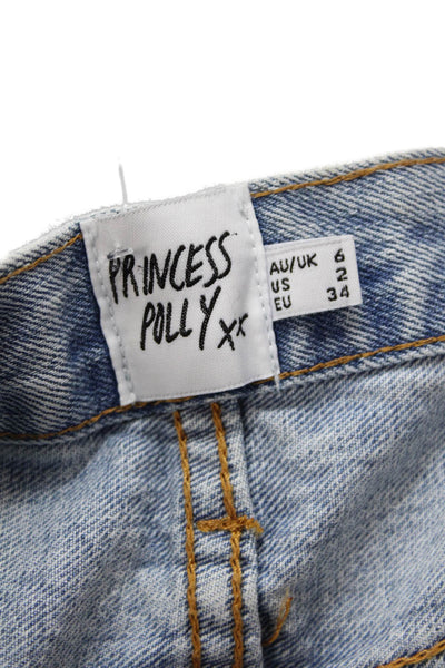 Princess Polly Unisex Light Blue High Rise Straight Jeans 100% Cotton Size 2