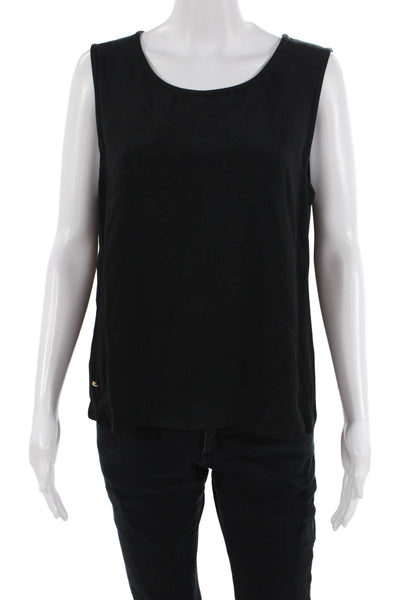 Sonia Rykiel Womens Scoop Neck Zip Back Crystal Detail Sleeveless Top Black Sz44