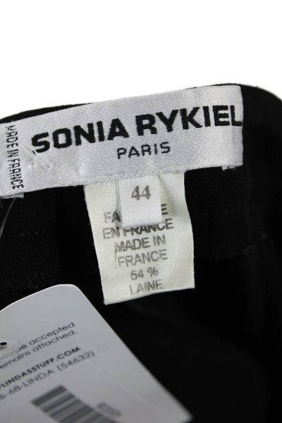 Sonia Rykiel Womens Wool High Waisted Pleated Trouser Pants Black Size 44