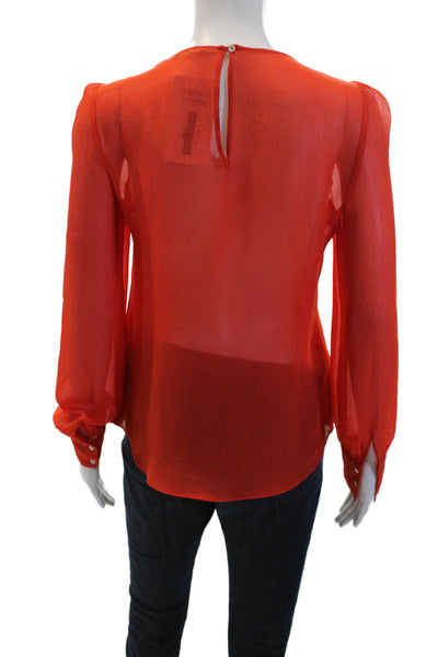 Zara Trafaluc Womens Embroidered Beaded Long Sleeve Blouse Red Size XS
