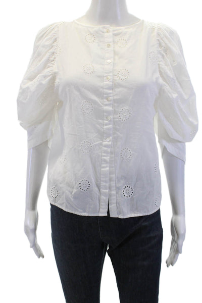 Trf Collection Zara Womens Cotton Geometric Cut-Out Batwing Top White Size XS