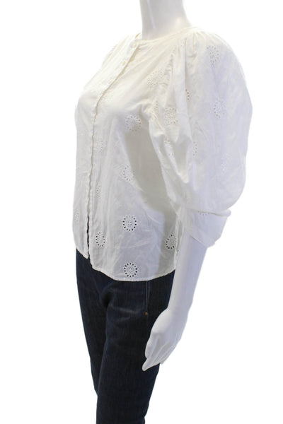 Trf Collection Zara Womens Cotton Geometric Cut-Out Batwing Top White Size XS